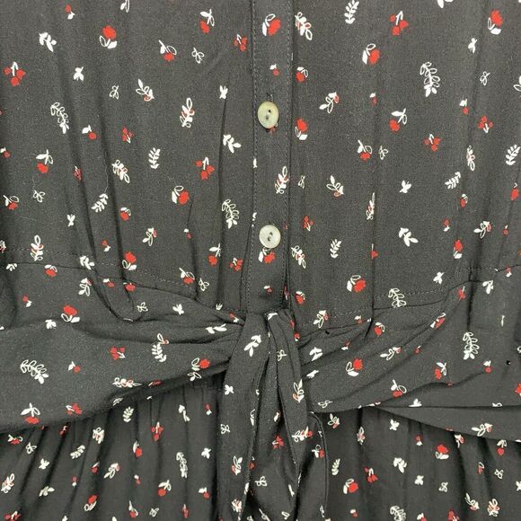 J Jill Floral Tie Front Wide-Leg Jumpsuit Womens Size L Black Red NWT $129 - Picture 4 of 12
